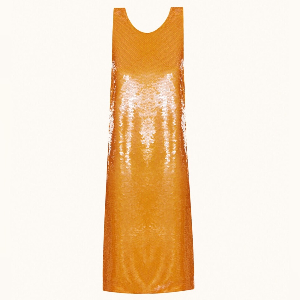 BRAND NEW Epuzer Sequin - Embellished Orange Dress in US 2